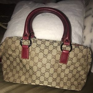 Authentic Gucci GG Canvas Tote w/Leather trim